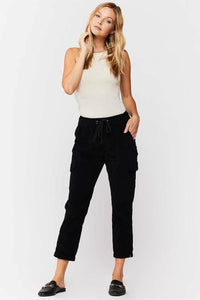Leanna Black Cargo Drawstring Jogger Pant